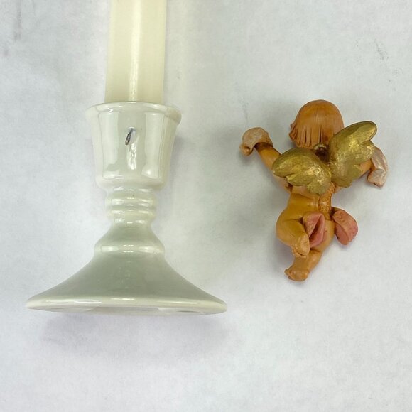 Vintage RR Roman O Holy Night Candlestick with Cherub Angel - Picture 6 of 10